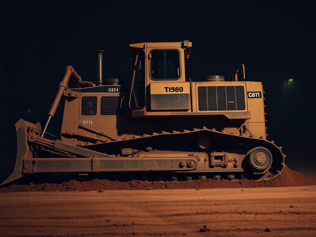 Trator de esteira empurrando terra em obra de terraplenagem
